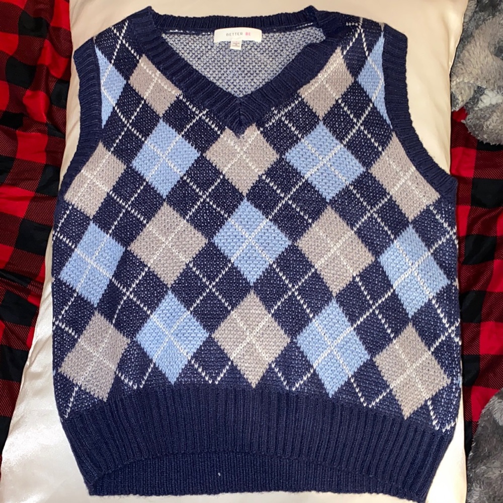 knit blue vest